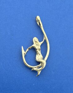 Mermaid Fishhook Pendant, 14K