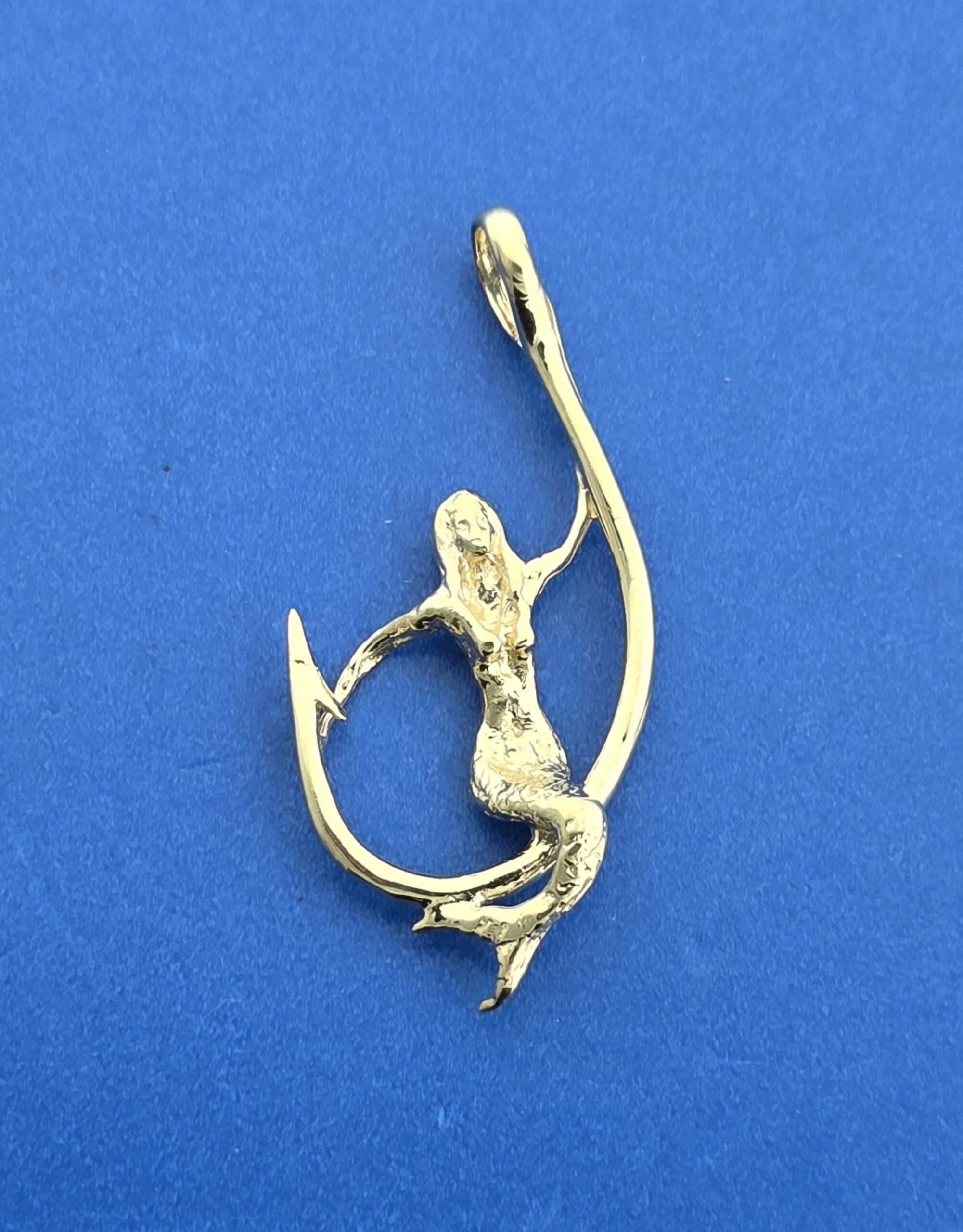 Mermaid Fishhook Pendant, 14K 1 Mermaid Fishhook Pendant, 14K