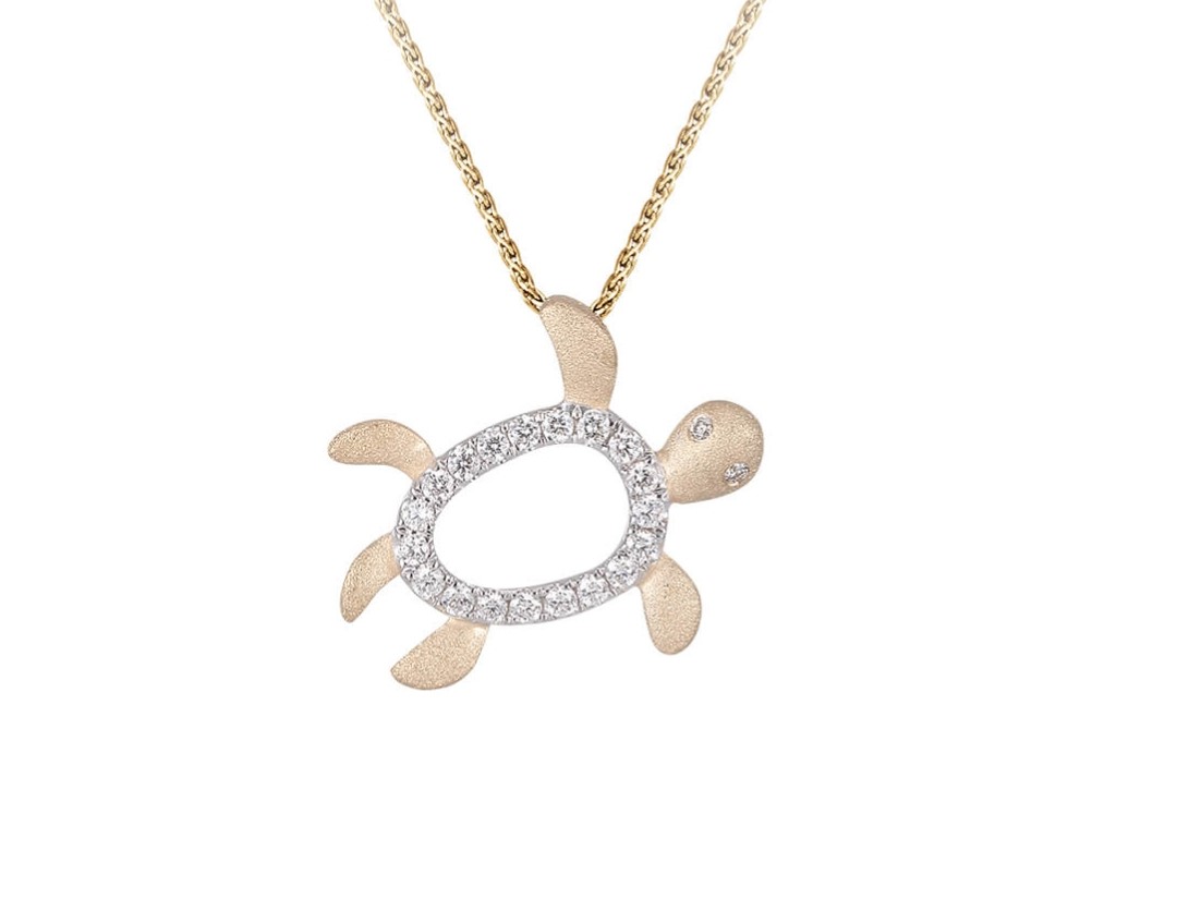 Denny Wong Honu Sea Turtle Pendant, 14K And Diamonds 1 Denny Wong Honu Sea Turtle Pendant, 14K And Diamonds