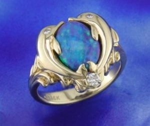 14k steven douglas dolphin opal ring